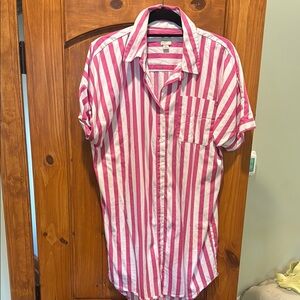 a new day Pink and White Casual Striped Shirt